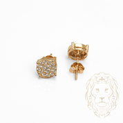 Studs - Or 10K jaune cercle pavé de diamants naturels 0.60CT coupe rond brillant - BOGD020