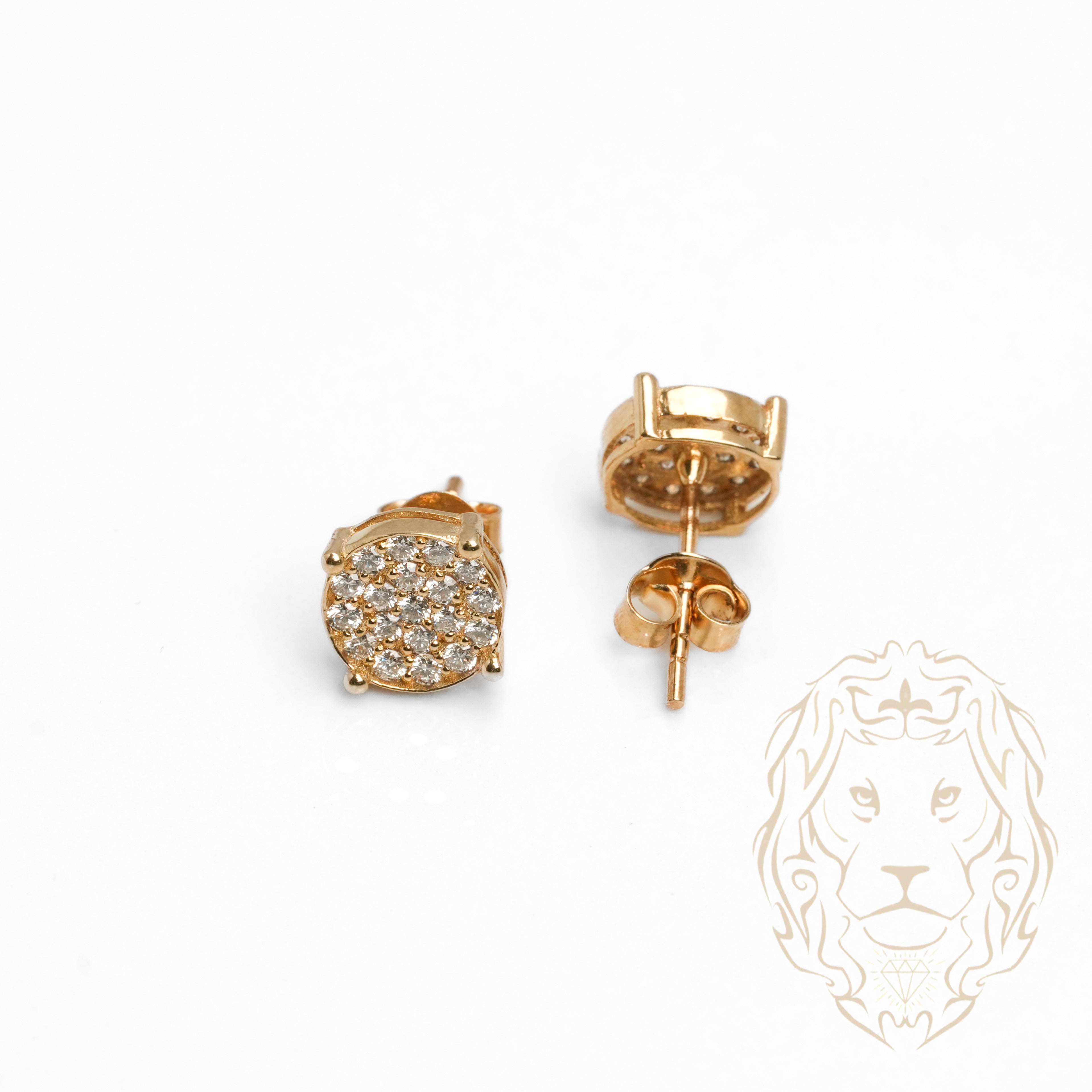 Studs - Or 10K jaune cercle pavé de diamants naturels 0.60CT coupe rond brillant - BOGD020