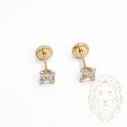 Studs à visser - Or 10K jaune pierre cz coupe princesse 4mm - BOG889