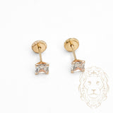 Studs à visser - Or 10K jaune pierre cz coupe princesse 4mm - BOG889