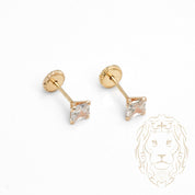 Studs à visser - Or 10K jaune pierre cz coupe princesse 4mm - BOG889