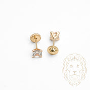 Studs à visser - Or 10K jaune pierre cz coupe princesse 4mm - BOG889