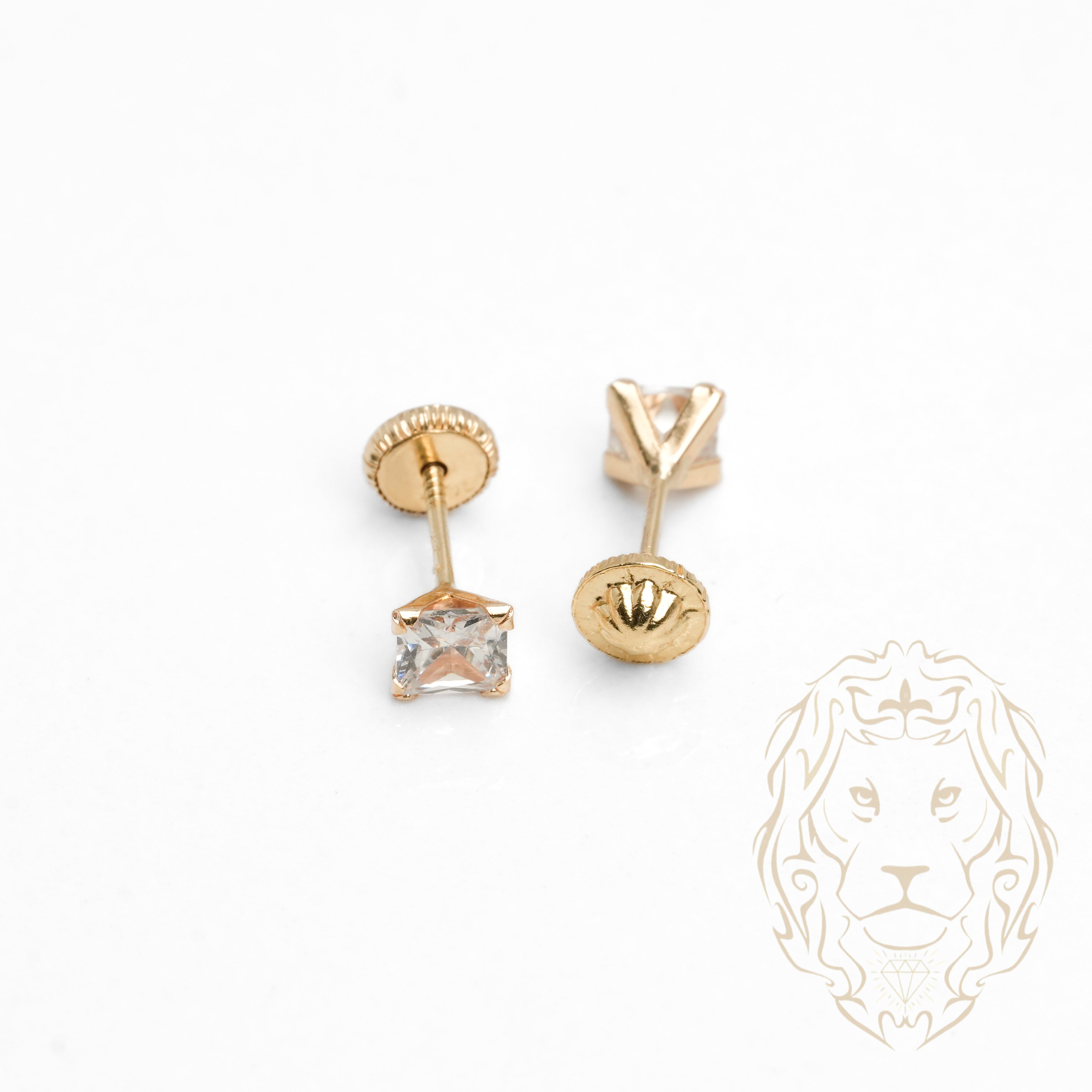 Studs à visser - Or 10K jaune pierre cz coupe princesse 4mm - BOG889