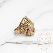 Bague - Or 10K jaune chief serti de pierres cz - RIG826