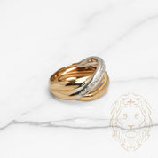 Bague - Or 14K deux tons jaune & blanc trinity pavé de diamants naturels 0.10CT - RIGD532