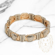 Bracelet - Or 10K deux tons jaune & blanc tête de méduse pavé de diamants naturels 1.20CT coupe rond brillant  - BRGD018