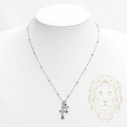 Necklace - Silver cross stack pendants paved with cz - CHS605