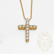 Collier - Argent plaqué or pendentif croix en pierres cz - CHS591