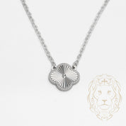 Collier - Argent pendentif trèfle guilloché 10mm - CHS593