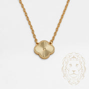 Collier - Argent plaqué or pendentif trèfle guilloché 10mm - CHS594