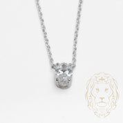 Collier - Argent pendentif solitaire pierre cz coupe ovale 0.75PTS - CHS595