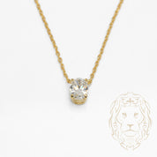 Collier - Argent plaqué or pendentif solitaire pierre cz coupe ovale 0.75PTS - CHS596