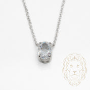 Collier - Argent pendentif solitaire pierre cz coupe ovale 1.50PTS - CHS597