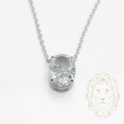 Collier - Argent pendentif solitaire pierre cz coupe ovale 4.00PTS - CHS599