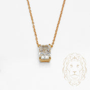 Collier - Argent plaqué or pendentif solitaire pierre cz coupe radiant 2.00PTS - CHS602