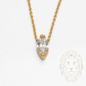 Collier - Argent plaqué or pendentif solitaire pierre cz coupe marquise 1.00PTS - CHS604