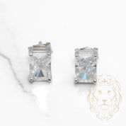 Studs - Argent zircone cubique coupe radiant 1.00PTS / 7mm - BOS350