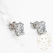 Studs - Argent zircone cubique coupe radiant 1.00PTS / 7mm - BOS350