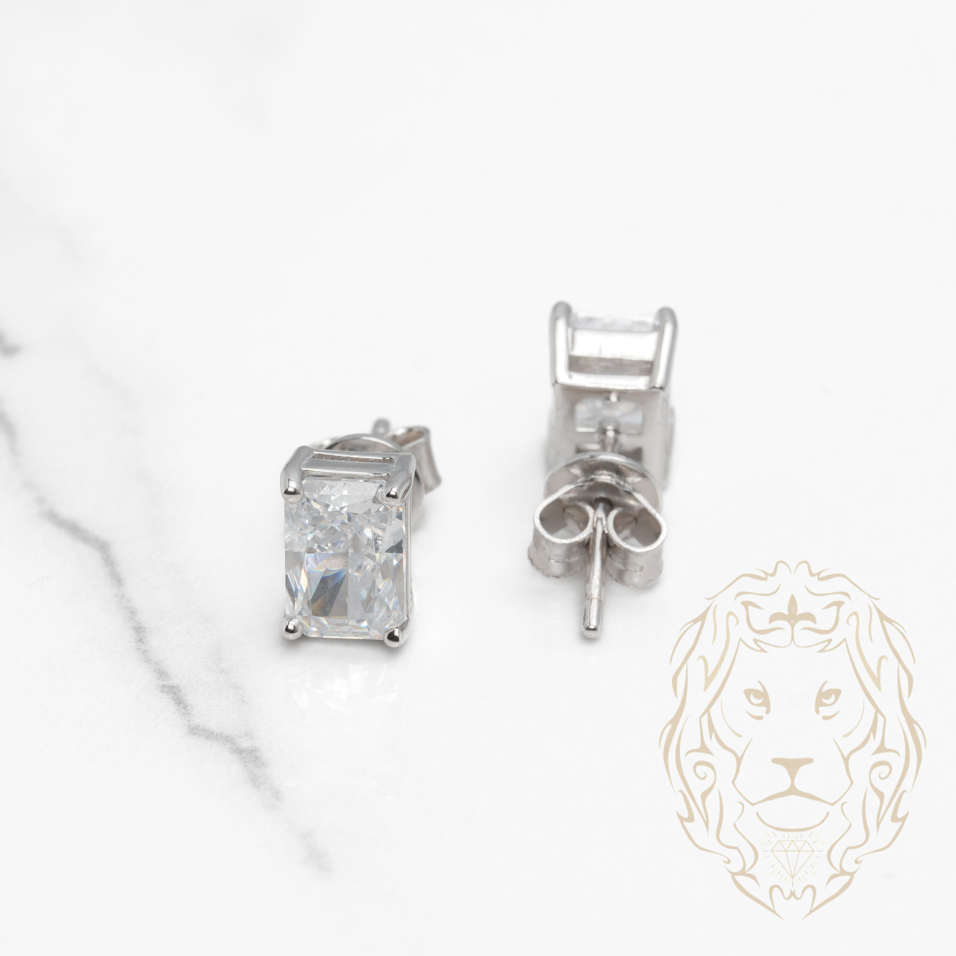 Studs - Argent zircone cubique coupe radiant 1.00PTS / 7mm - BOS350