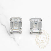 Studs - Argent zircone cubique coupe émeraude 4.00PTS / 10mm - BOS351