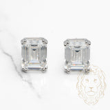 Studs - Argent zircone cubique coupe émeraude 4.00PTS / 10mm - BOS351