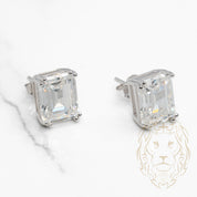 Studs - Argent zircone cubique coupe émeraude 4.00PTS / 10mm - BOS351