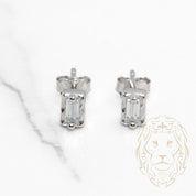 Studs - Argent zircone cubique coupe baguette serti clos - BOS353