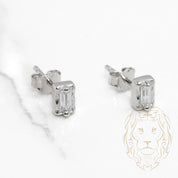 Studs - Argent zircone cubique coupe baguette serti clos - BOS353