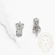 Studs - Argent zircone cubique coupe baguette serti clos - BOS353