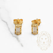 Studs - Argent plaqué or zircone cubique coupe baguette serti clos - BOS354