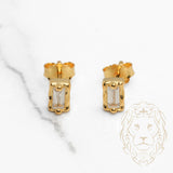 Studs - Argent plaqué or zircone cubique coupe baguette serti clos - BOS354