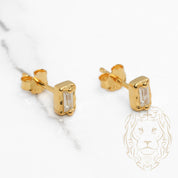 Studs - Argent plaqué or zircone cubique coupe baguette serti clos - BOS354