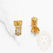 Studs - Argent plaqué or zircone cubique coupe baguette serti clos - BOS354