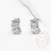 Studs - Argent zircone cubique coupe ovale 0.75PTS / 7mm - BOS359