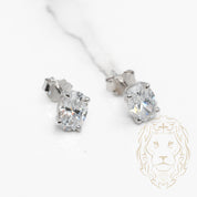 Studs - Argent zircone cubique coupe ovale 0.75PTS / 7mm - BOS359