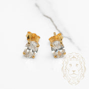 Studs - Argent plaqué or zircone cubique coupe ovale 0.75PTS / 7mm - BOS360