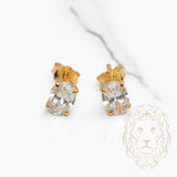 Studs - Argent plaqué or zircone cubique coupe ovale 0.75PTS / 7mm - BOS360