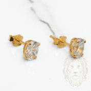 Studs - Argent plaqué or zircone cubique coupe ovale 0.75PTS / 7mm - BOS360