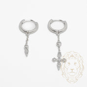 Huggies - Argent croix et poignard pendants sertis de pierres cz - BOS358