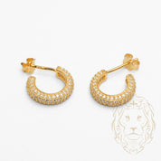 Studs - Argent plaqué or faux hoop pavé de cz 3mm X 8mm - BOS364