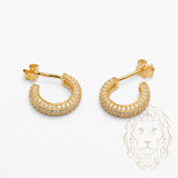 Studs - Argent plaqué or faux hoop pavé de cz 3mm X 8mm - BOS364