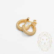 Studs - Argent plaqué or faux hoop pavé de cz 3mm X 8mm - BOS364