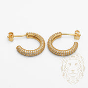 Studs - Argent plaqué or faux hoop pavé de cz 3mm X 12mm - BOS365