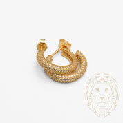 Studs - Argent plaqué or faux hoop pavé de cz 3mm X 12mm - BOS365