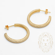 Studs - Argent plaqué or faux hoop pavé de cz 3mm X 20mm - BOS366