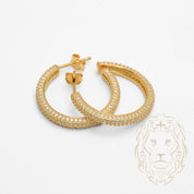 Studs - Argent plaqué or faux hoop pavé de cz 3mm X 20mm - BOS366