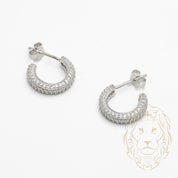 Studs - Argent faux hoop pavé de cz 3mm X 8mm - BOS367