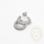 Studs - Argent faux hoop pavé de cz 3mm X 8mm - BOS367