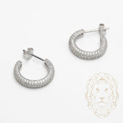 Studs - Argent faux hoop pavé de cz 3mm X 12mm - BOS368