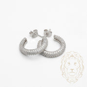 Studs - Argent faux hoop pavé de cz 3mm X 12mm - BOS368